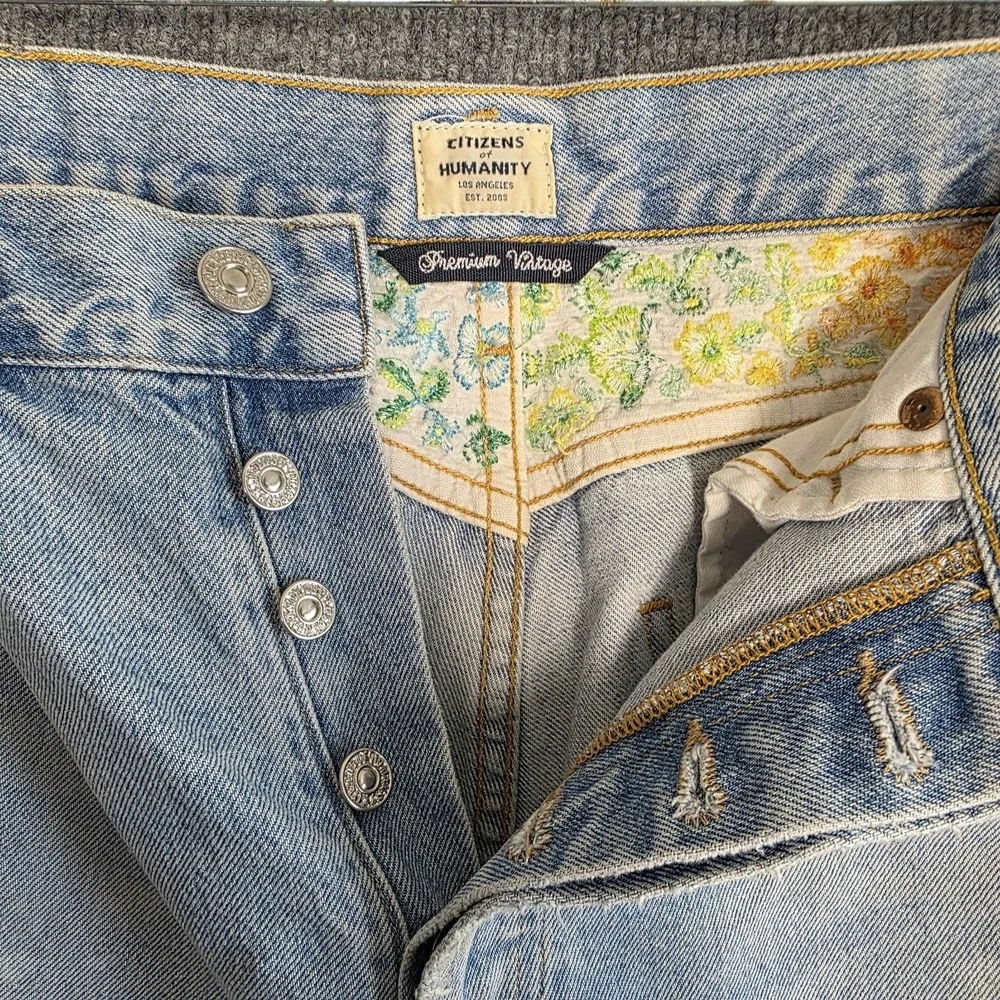 Citizens Of Humanity Jeans 27 Premium Vintage Button Fly Gia Rainbow Embroidered
